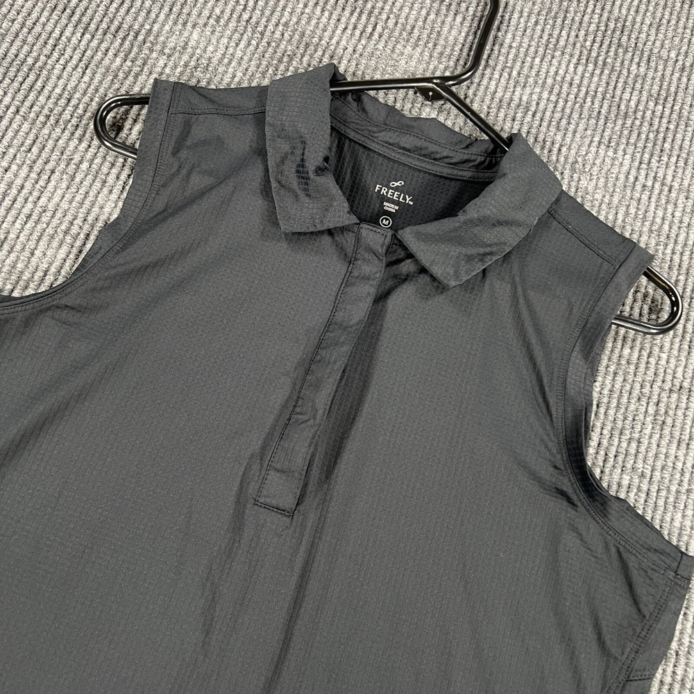 Freely Polo Shirt Womens Medium Black Sleeveless Golf Tennis Pickleball Casual